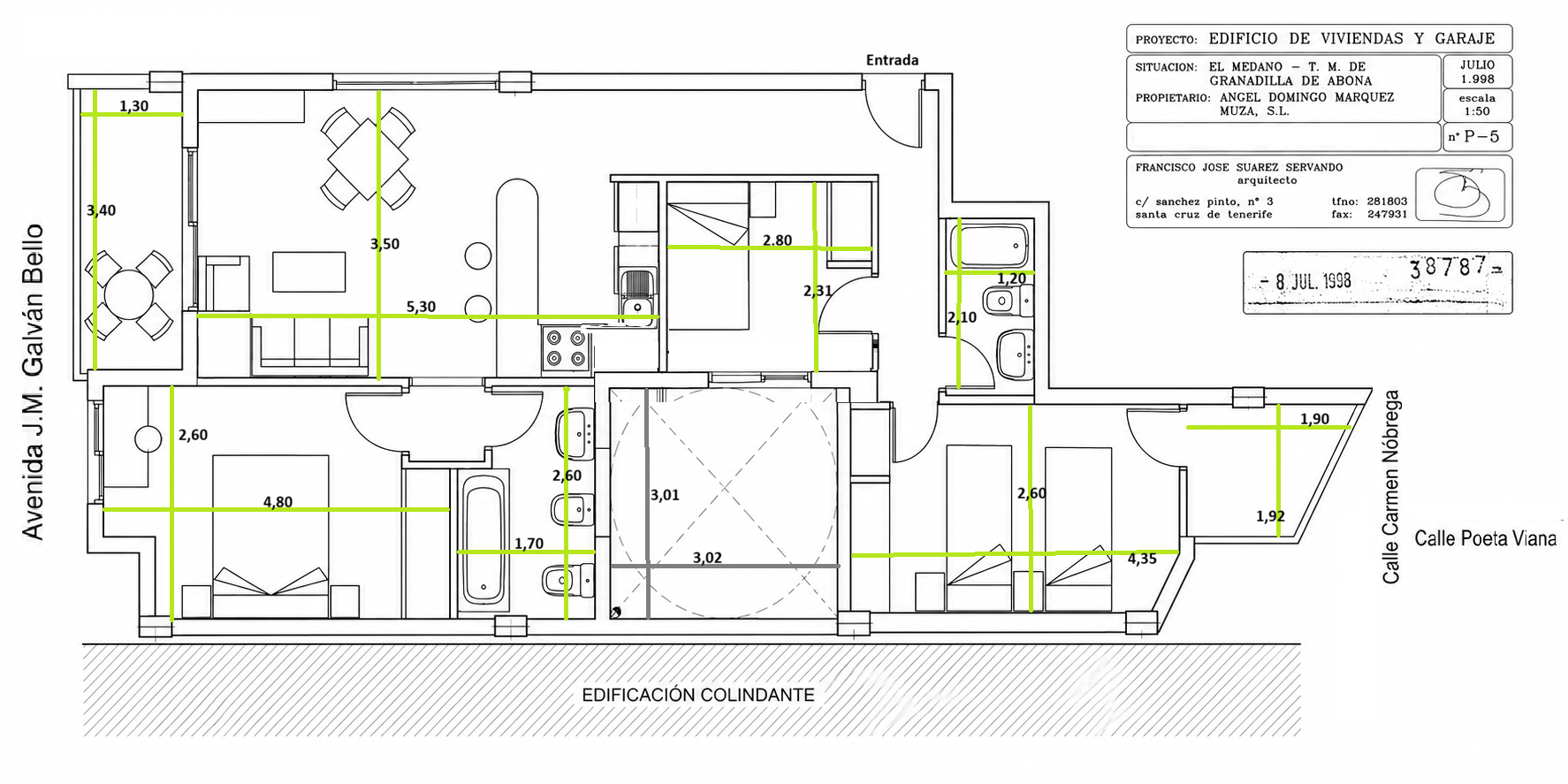 Plano oficial con medidas de superficie útil